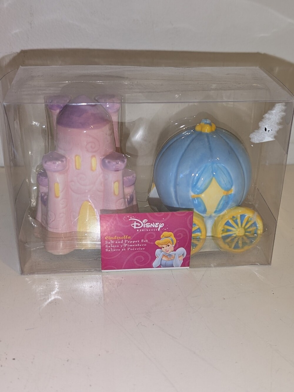 Disney Cinderella Pink Castle & Blue Pumpkin Carriage Salt & Pepper Set